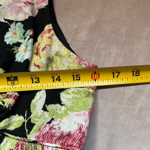 Mica Floral Dress Y2K Sz 8 Babydoll 100% Linen Fit &Flare Romantic Asian Print - Picture 13 of 15